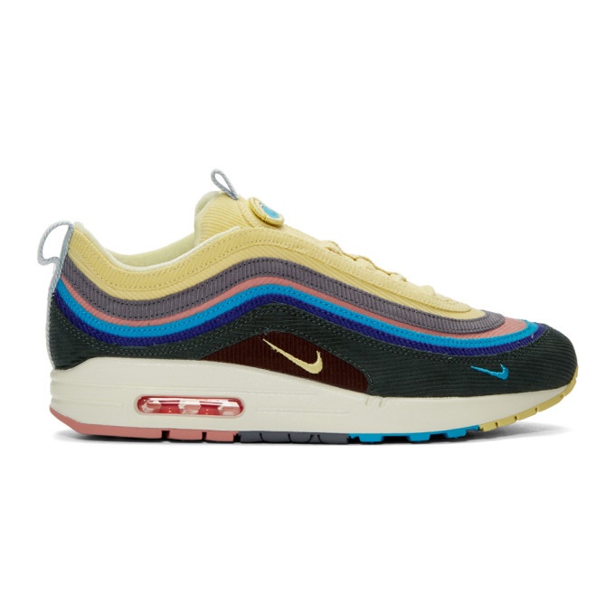 Photo: Nike Blue and Yellow Sean Wotherspoon Edition Air Max 1-97 Vote Forward Sneakers