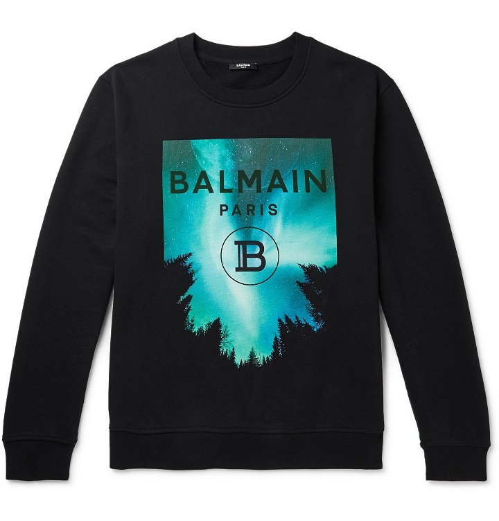 Photo: Balmain - Oversized Logo-Print Loopback Cotton-Jersey Sweatshirt - Black