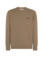 MC2 Saint Barth Man Crewneck Camel Sweater With St. Barth Embroidery
