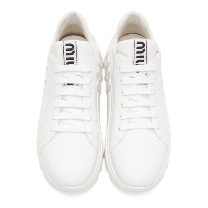 スニーカー MIU MIU WHITE LEATHER SNEAKERS Leather sneakers in white - Miu Miu | Mytheresa