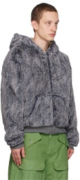 Sky High Farm Workwear Gray 'Wolf And Sheep' Reversible Faux-Fur Hoodie