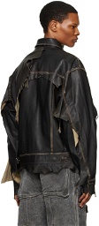 Diesel Black L-Trucker-Wild Leather Jacket