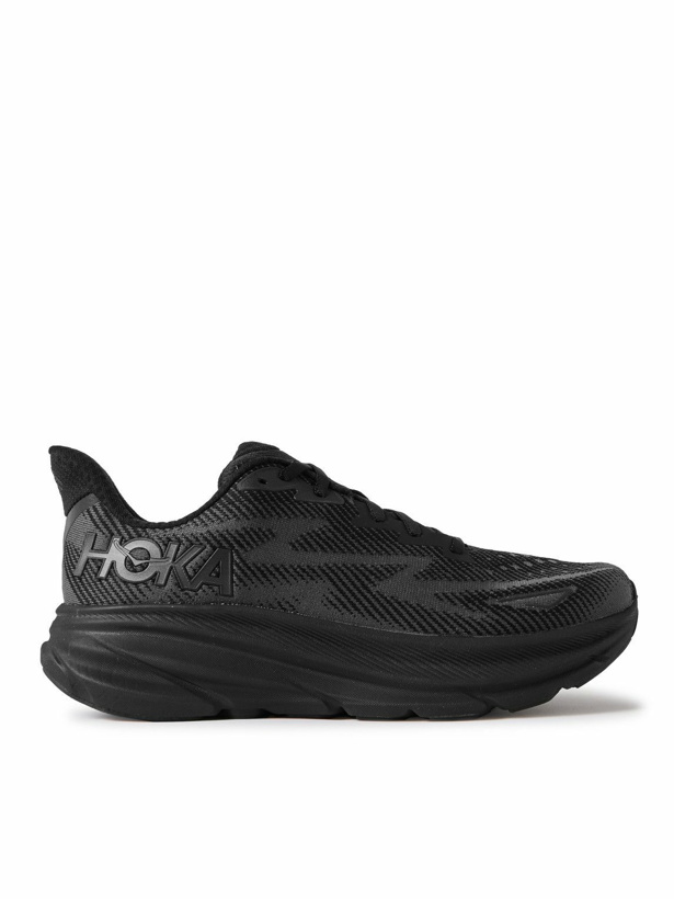 Photo: Hoka One One - Clifton 9 Rubber-Trimmed Mesh Running Sneakers - Black