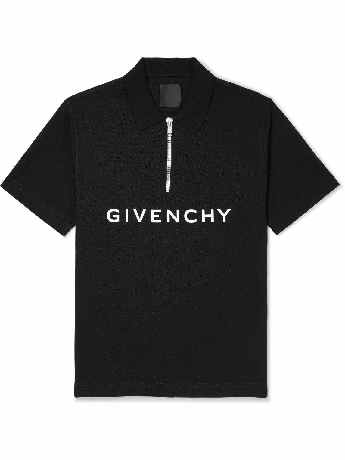 Givenchy - Logo-Print Cotton-Piqué Half-Zip Polo Shirt - Black Givenchy
