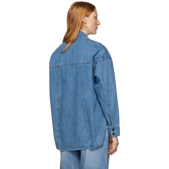 Tibi Blue Denim Oversized Cocoon Shirt