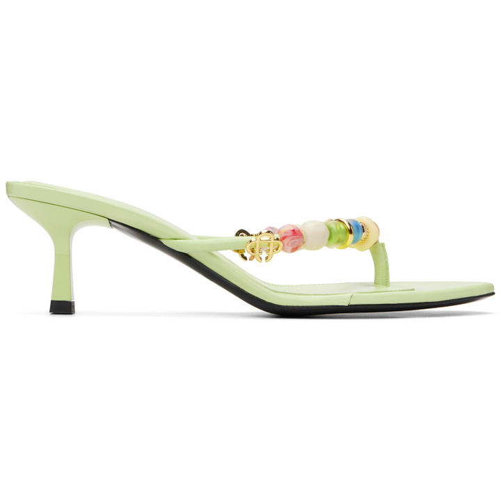 Photo: Casablanca Green Beaded Heeled Sandals