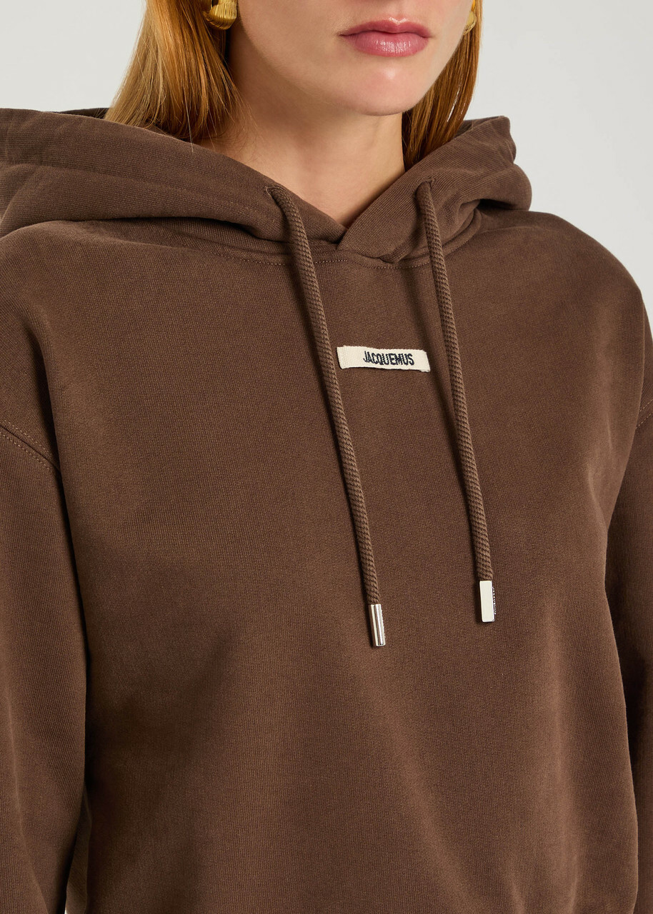 Jacquemus Le Hoodie Gros Grain Hooded Cotton Sweatshirt Brown Dark