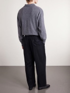 ssstein - Straight-Leg Silk-Blend Flannel Trousers - Black