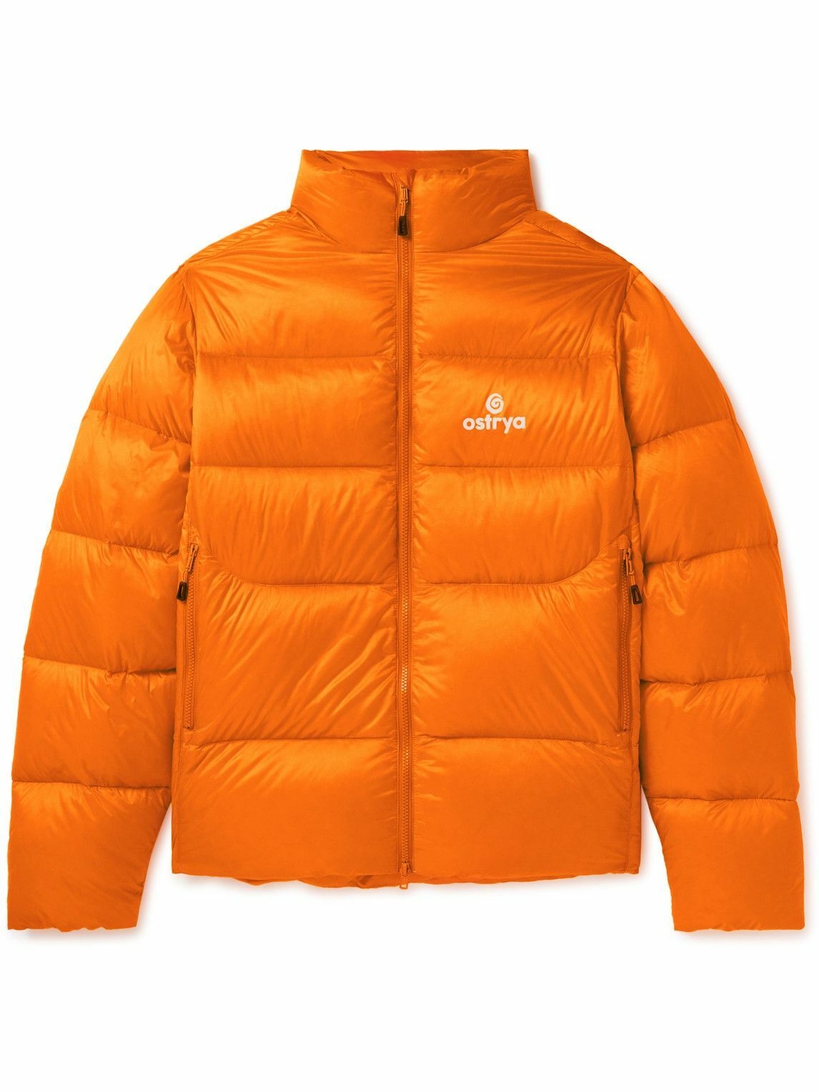 Photo: OSTRYA - Throwing Fits Squall Logo-Print Quilted Ripstop Down Jacket - Orange