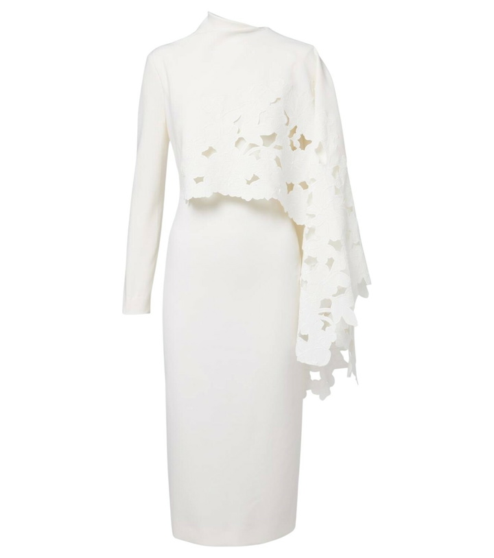 Photo: Oscar de la Renta Cape-detail wool-blend midi dress