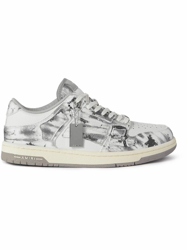 Photo: AMIRI - Skeleton Leather-Trimmed Tie-Dyed Canvas Sneakers - Gray
