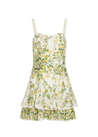 Alice + Olivia Meredith Floral-embroidered Cotton Mini Dress Multicoloured