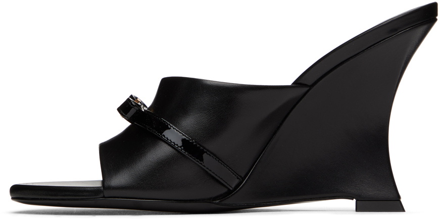 Versace Black Gianna Ribbon Wedge Mules