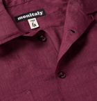 Monitaly - Camp-Collar Linen Shirt - Men - Burgundy
