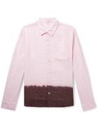 JAMES PERSE - Dip-Dyed Slub Linen Shirt - Pink - 3