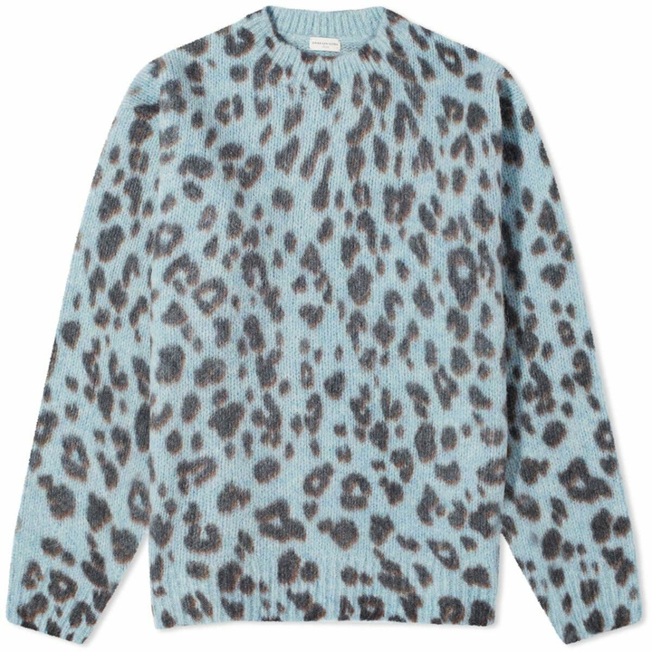 Photo: Dries Van Noten Men's Morane Animal Print Crew Knit in Light Blue