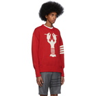 Thom Browne Red 4-Bar Lobster Sweater