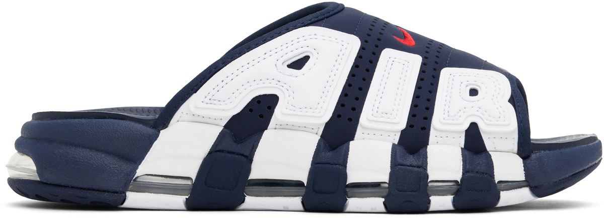 ★Nike★ Air More Uptempo Slide M Midnight Navy White Clear Nike Navy Air More Uptempo Pool Slides Nike