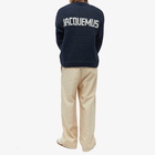 Jacquemus Men's Pavane Logo Crew Knit in Dark Navy