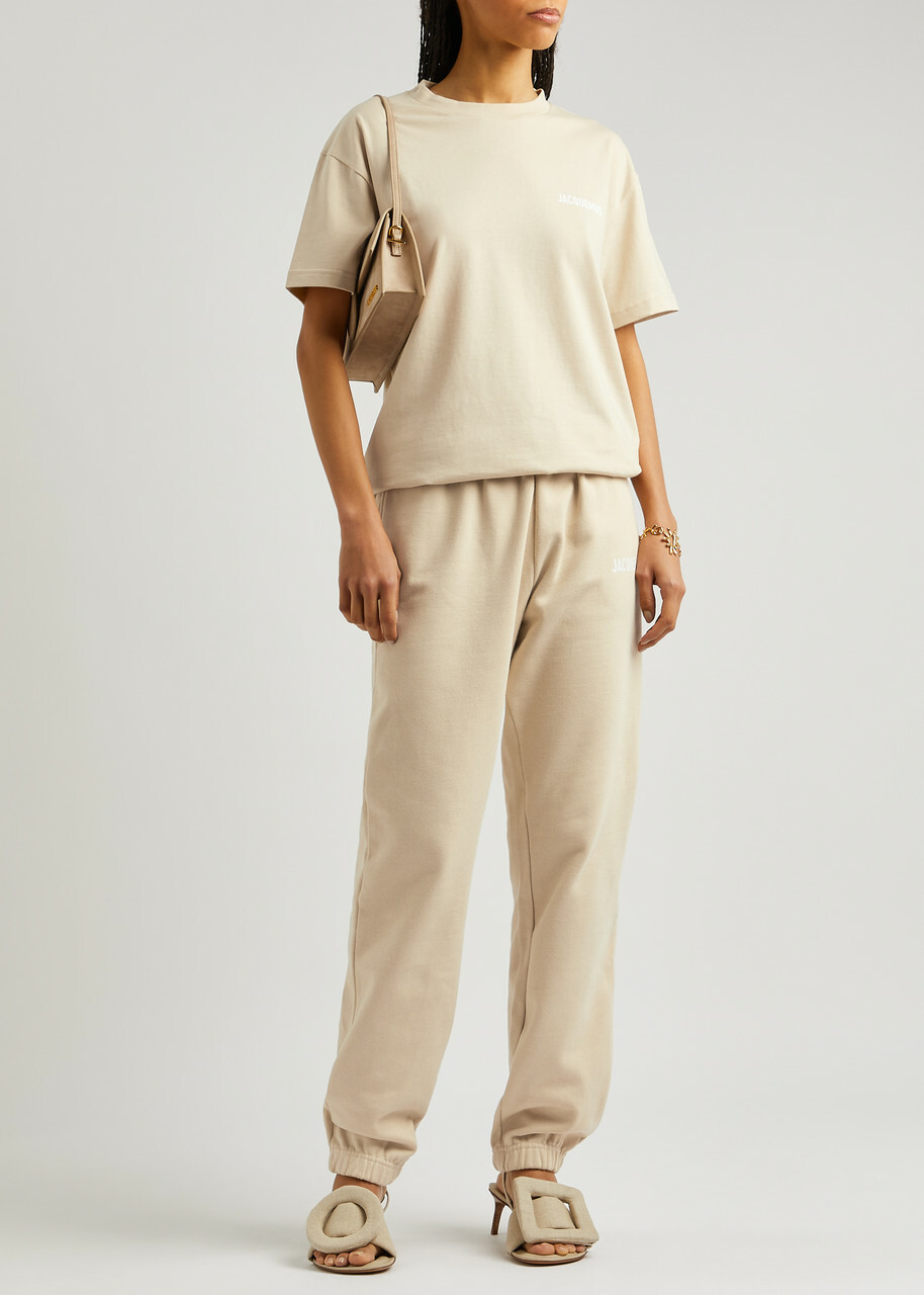 Jacquemus Le Jogging Logo Cotton Sweatpants Beige