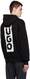 Hugo Black Relaxed-Fit Hoodie