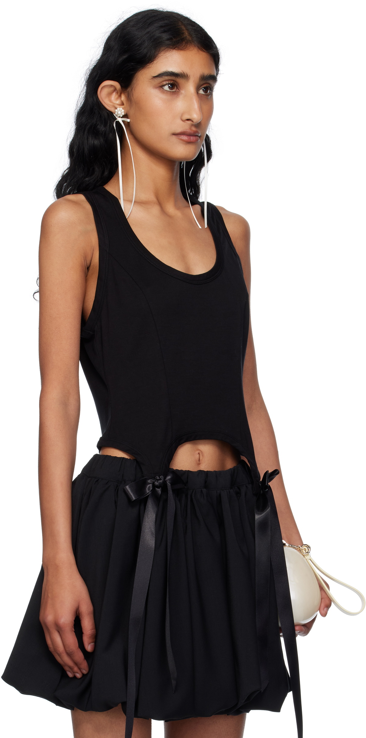 Simone Rocha Black Bow Tail Easy Tank Top