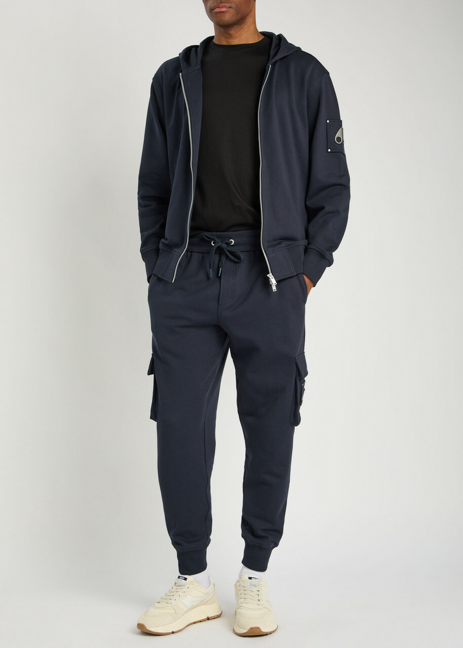Moose Knuckles Hartsfield Zip-up Cotton Hooded Sweatshirt Navy