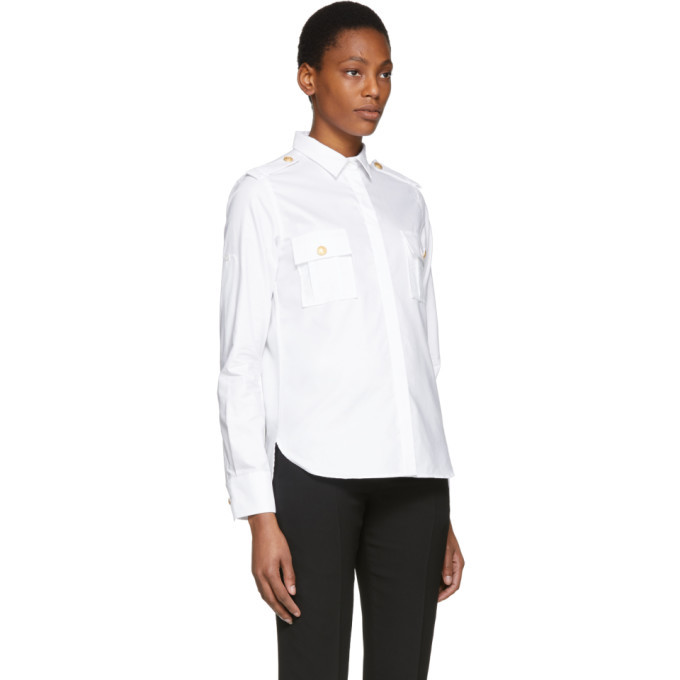 Pierre Balmain White Military Shirt