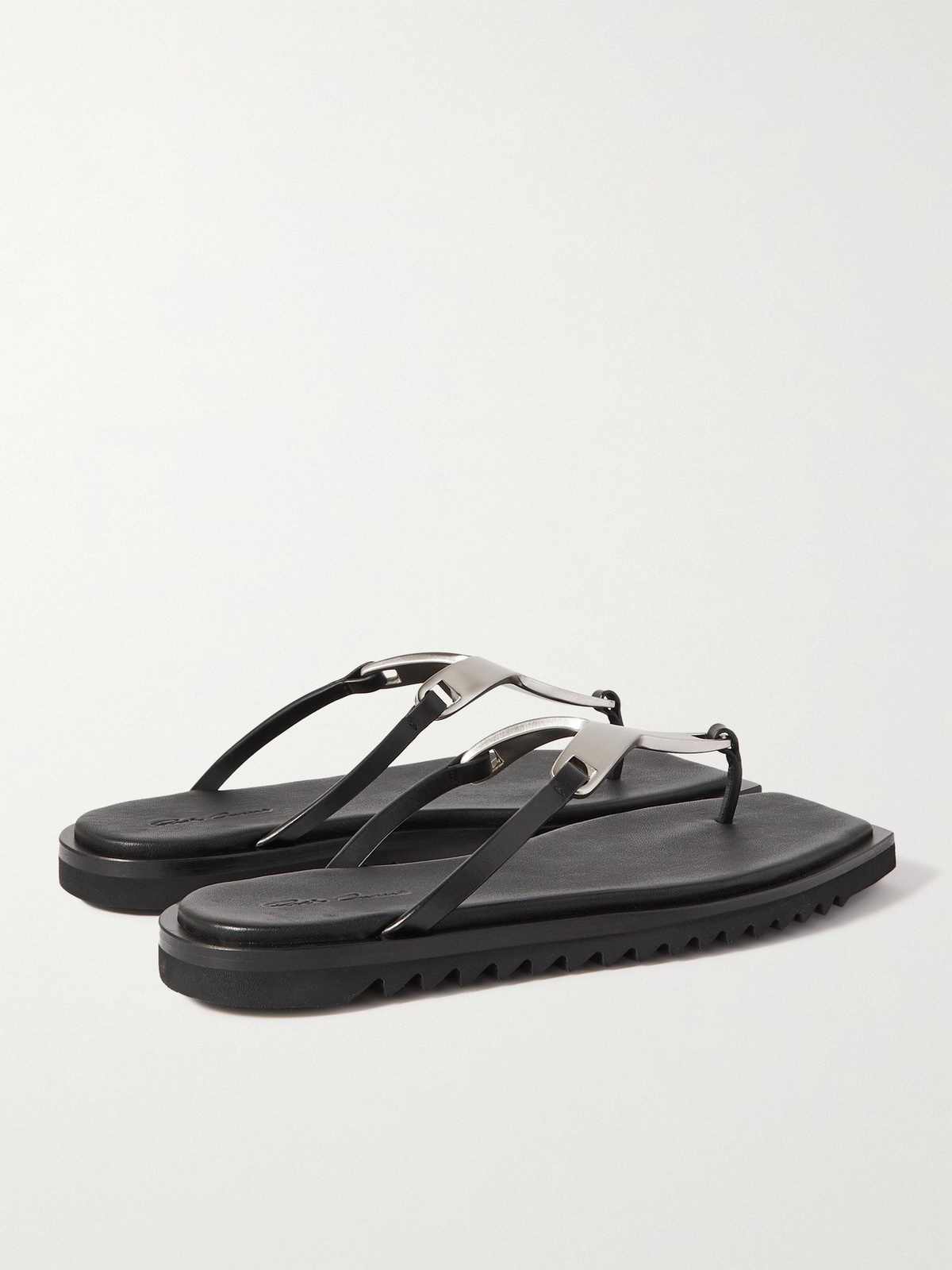 RICK OWENS - Hydra Leather and Silver-Tone Sandals - Black - EU 41 