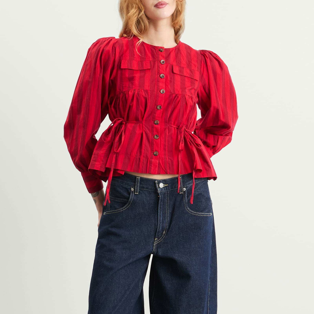 Damson Madder Women's Charlize Stripe Blouse in Red