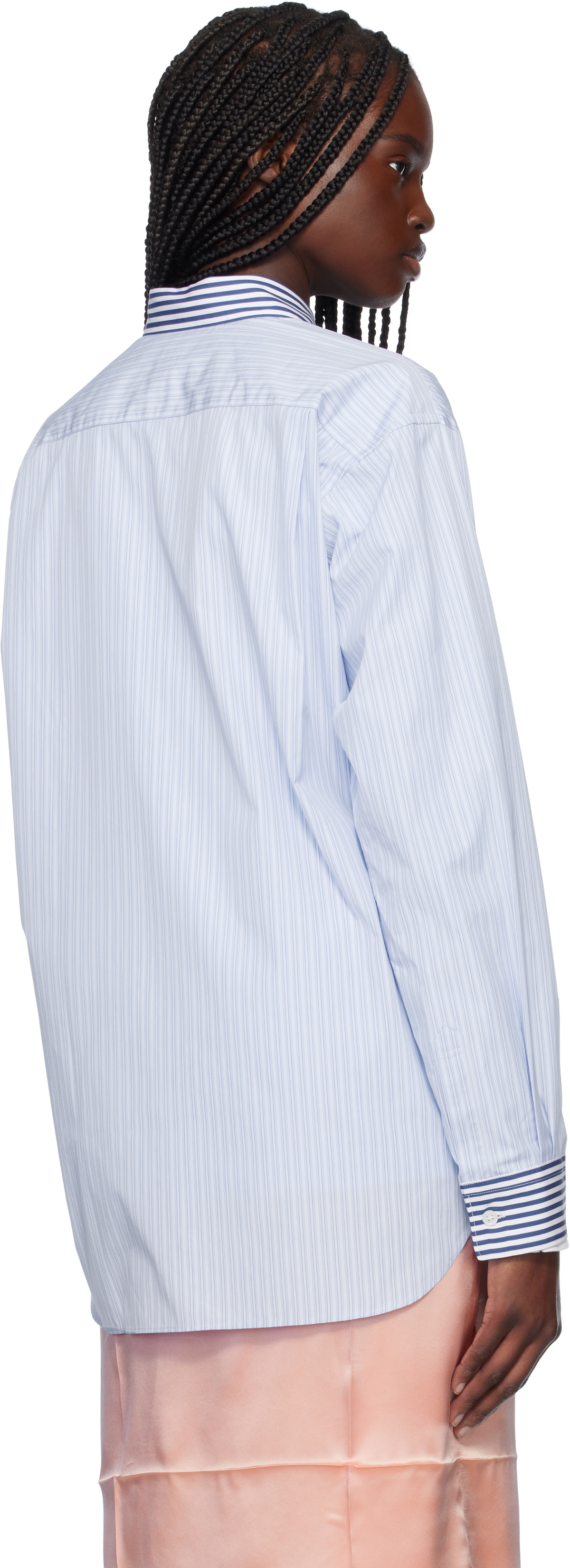 Comme des Garçons Shirt Blue Dyed Cotton Stripe Poplin Shirt