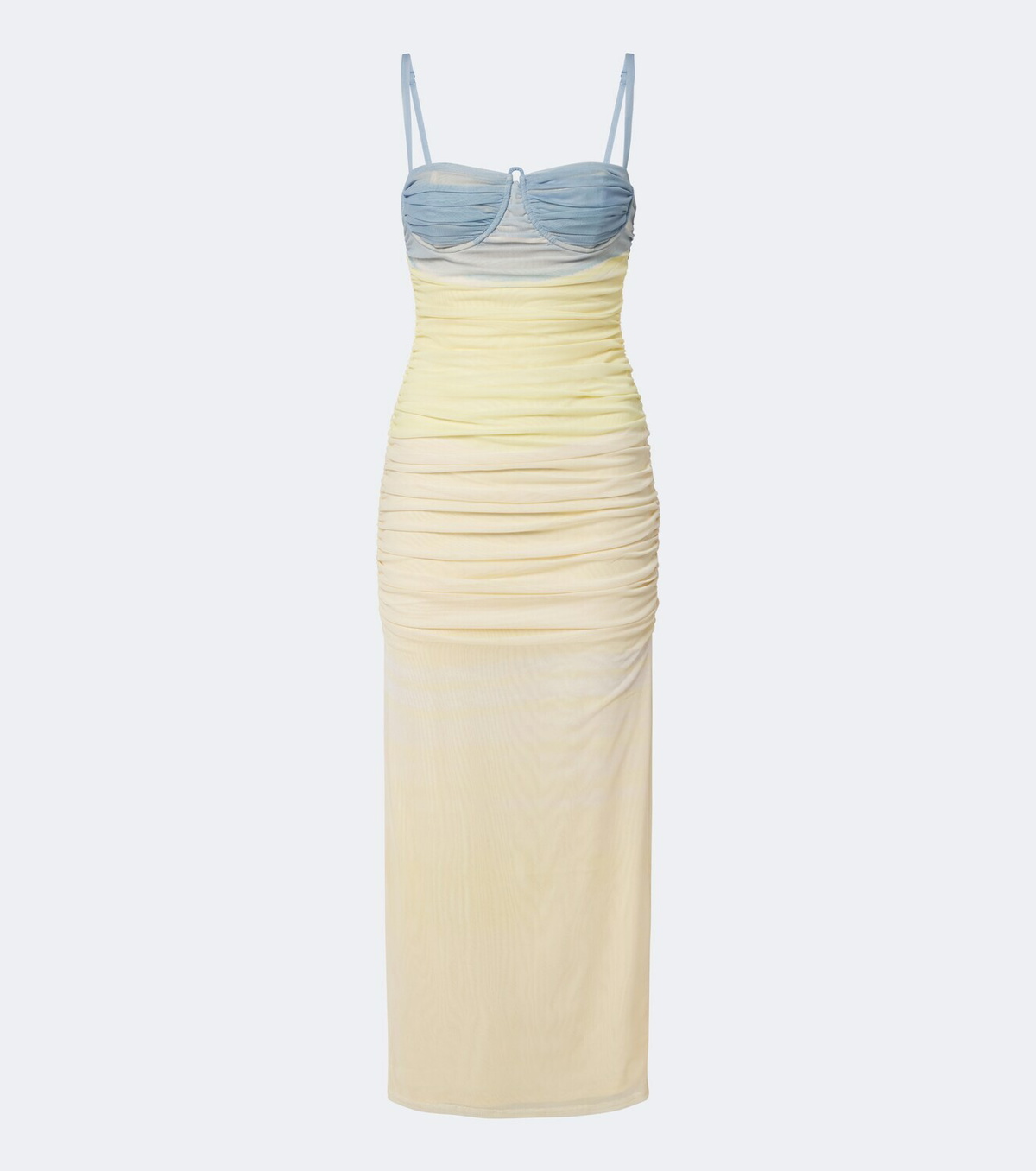 SIR Printed ruched mesh midi dress