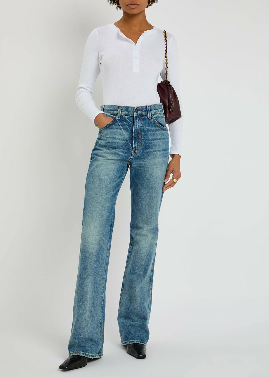 Nili Lotan Jordan Henley Ribbed Cotton top White