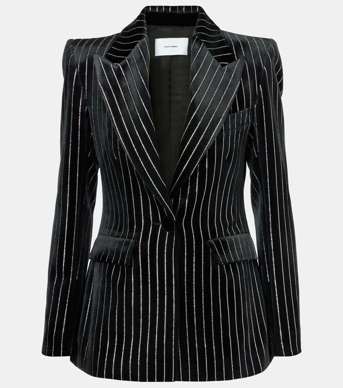Alex Perry Crystal-embellished pinstripe velvet blazer