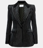 Alex Perry Crystal-embellished pinstripe velvet blazer