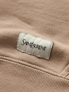 SAINT LAURENT - Oversized Logo-Appliquéd Cotton-Jersey Hoodie - Neutrals