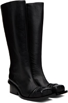 FIDAN NOVRUZOVA Black Chunky Heel Classic Square Toe Boots