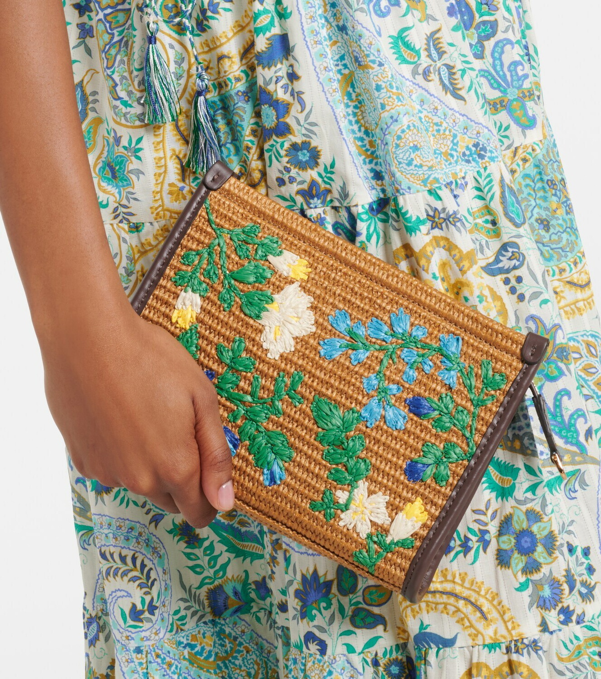 Etro Floral raffia shoulder bag