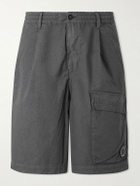 C.P. Company - Straight-Leg Logo-Appliquéd Cotton Reps Cargo Shorts - Gray