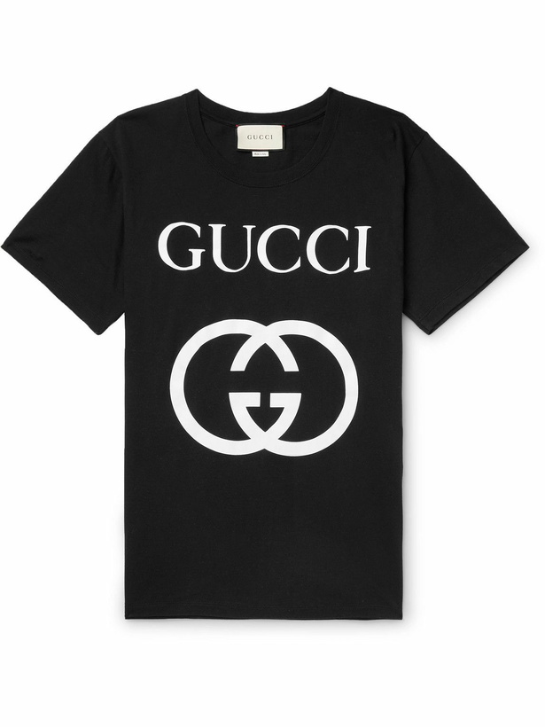 Photo: GUCCI - Logo-Print Cotton-Jersey T-Shirt - Black