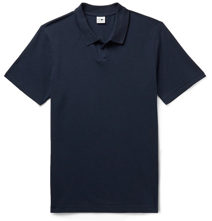 Photo: NN07 - Paul Cotton and Modal-Blend Piqué Polo Shirt - Blue