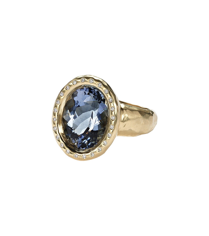 Photo: Octavia Elizabeth Tribute 18kt gold ring with diamonds and blue beryl