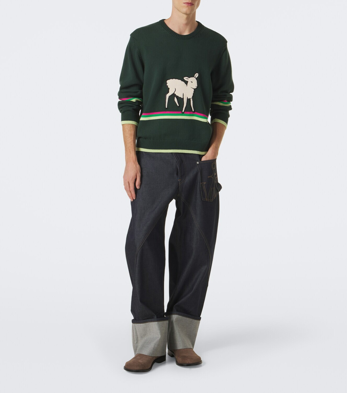 JW Anderson Embroidered wide-leg jeans