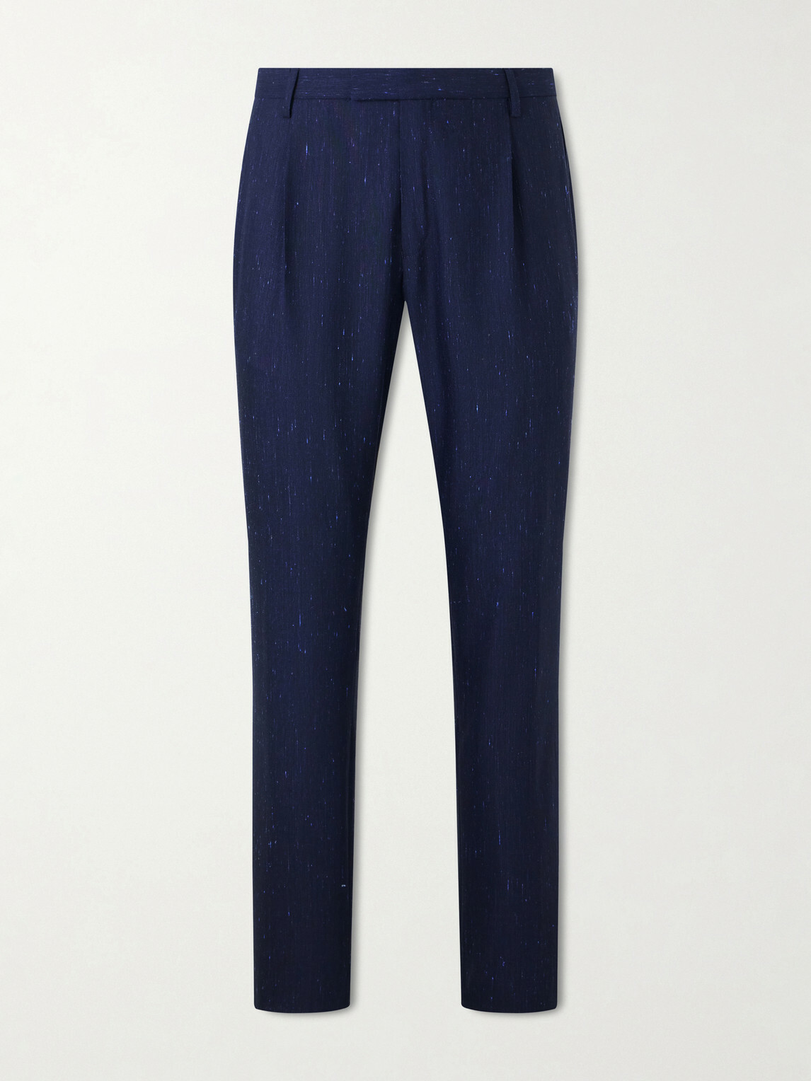 Mr P. - Slim-Fit Pleated Wool and Silk-Blend Dupioni Suit Trousers - Blue