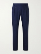 Mr P. - Slim-Fit Pleated Wool and Silk-Blend Dupioni Suit Trousers - Blue