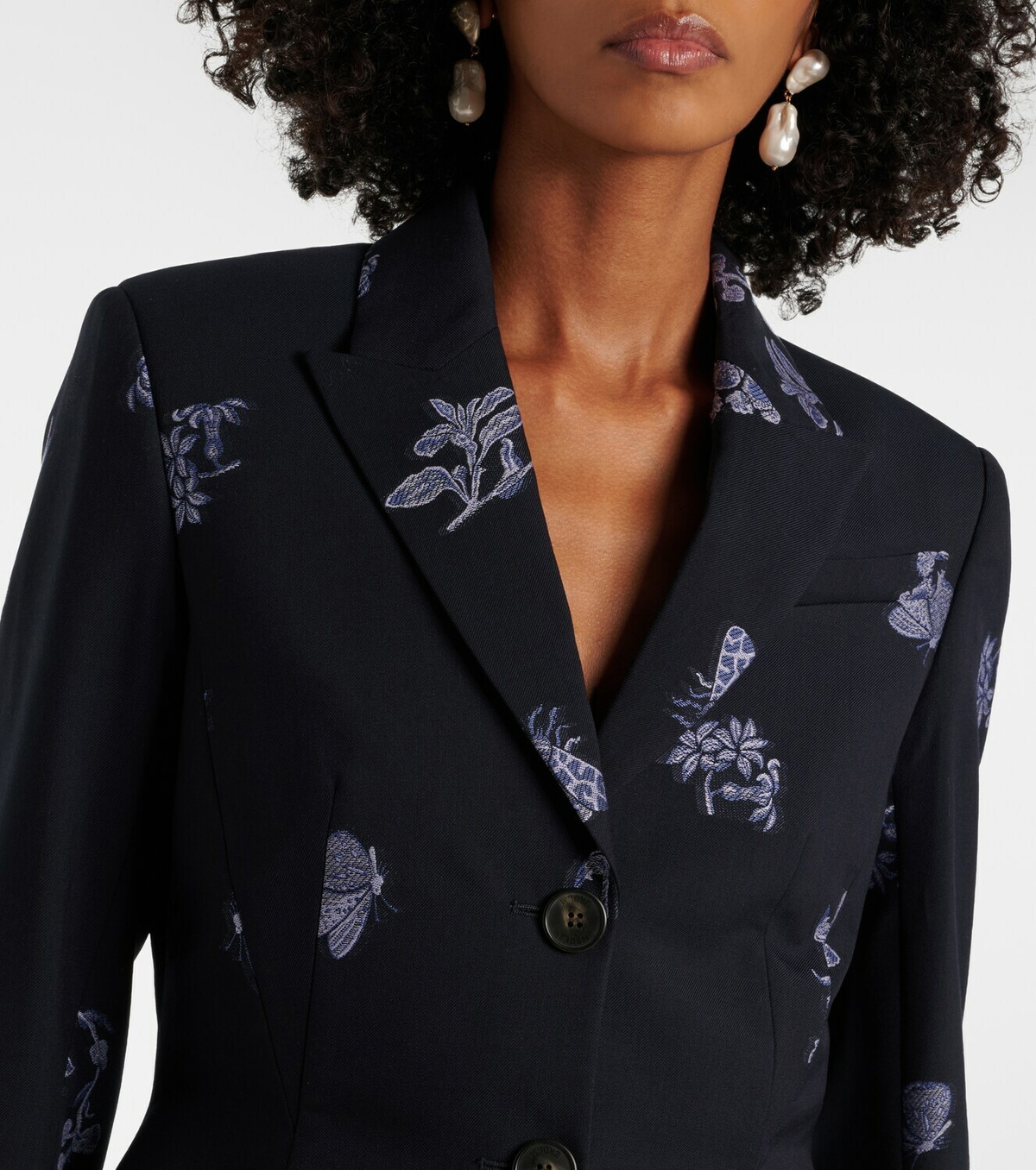 Erdem Wool and cotton jacquard blazer