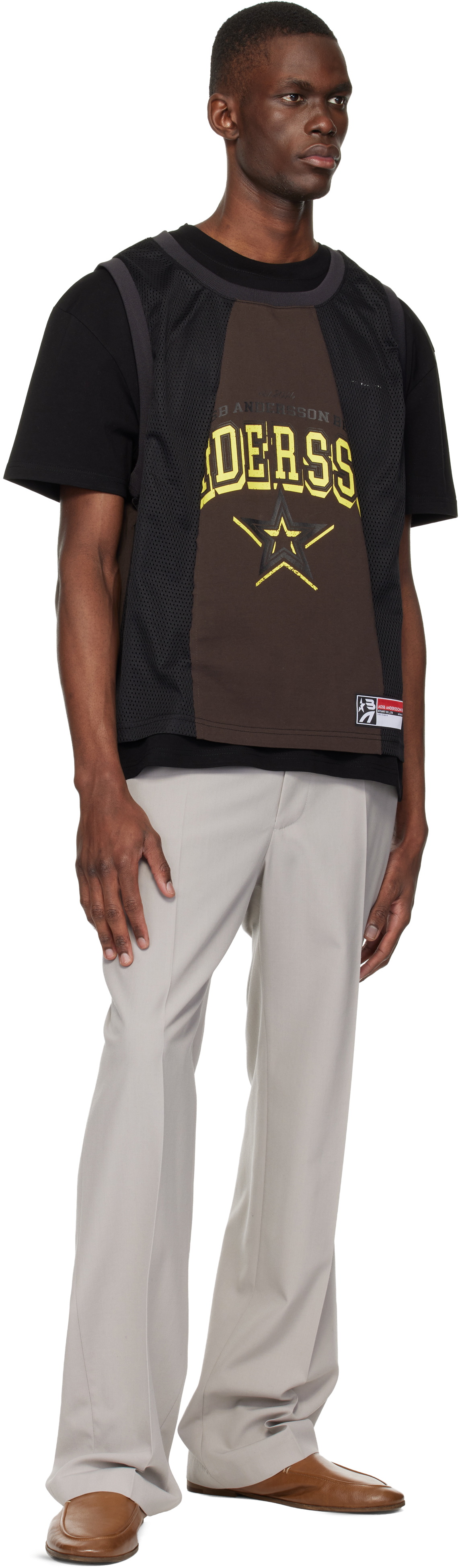 Andersson Bell Black & Brown Basketball Jersey Layered T-shirt