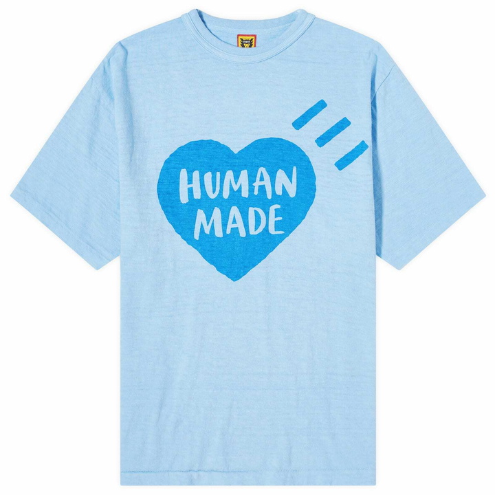 Photo: Human Made Men's Garment Dyed Big Heart T-Shirt in Blue