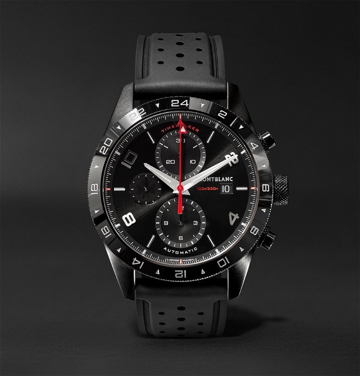 Photo: Montblanc - TimeWalker Automatic Chronograph UTC 43mm Stainless Steel and Rubber Watch - Black