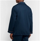 Cleverly Laundry - Piped Garment-Dyed Washed-Cotton Pyjama Shirt - Blue